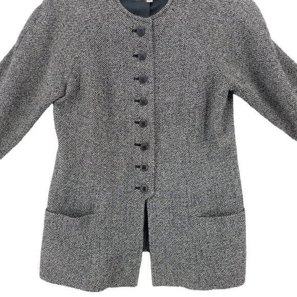 HANAE MORI Black White Tweed Blazer Jacket Size 9A3 - XS - Picture 2 of 12